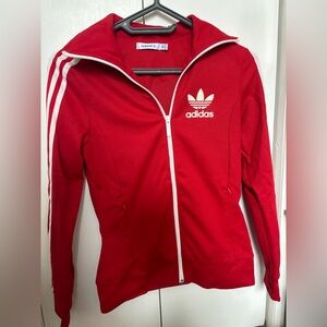 Red Adidas zip up jacket